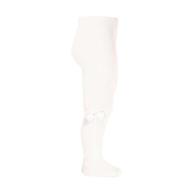 Condor Cotton tights with side grosgrain bow - 202 Cream