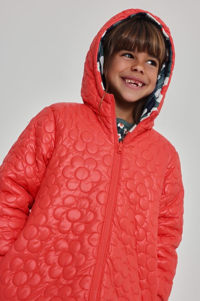 Boboli Girl Coral Reversible Coat