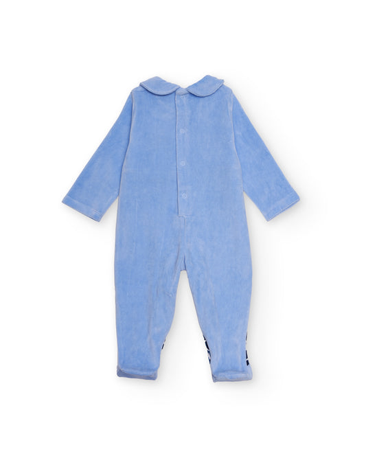 Tuc Tuc Funny Owl VELVET ROMPERS BLUE