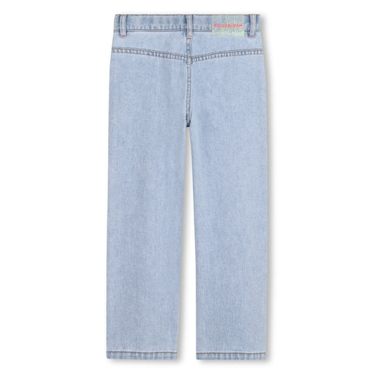 BILLIEBLUSH DENIM TROUSERS WITH RHINESTONE POCKETS