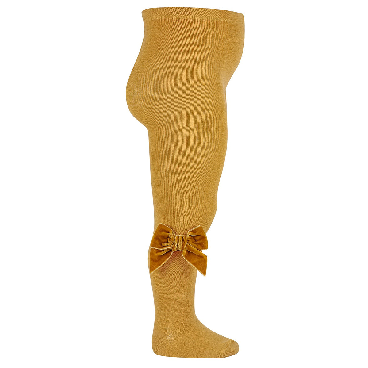 Condor Cotton tights with side velvet bow - 629 Mustard