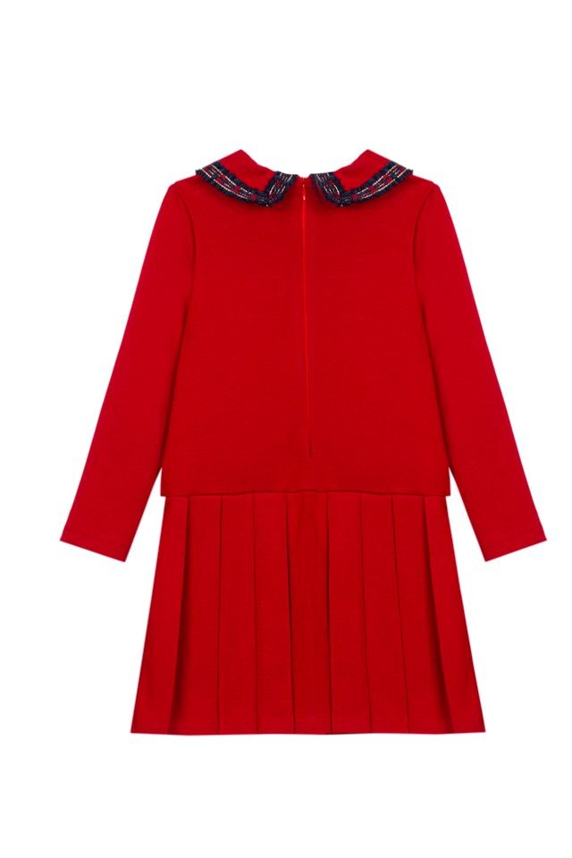 PATACHOU Red Dress with Balmoral Tartan Detailing