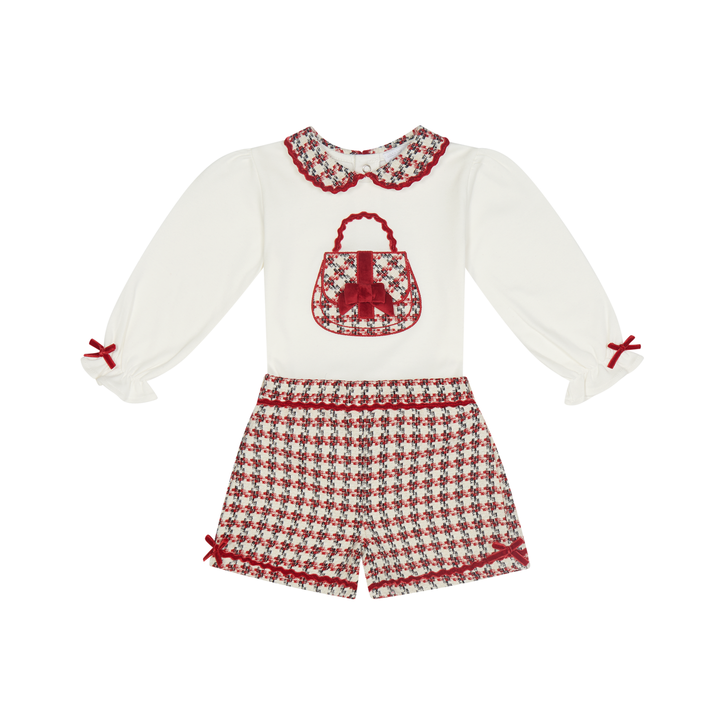 DEOLINDA RED TWEED 2 Pc SHORTS SET