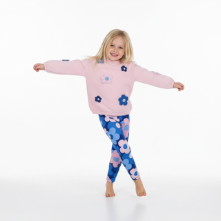 Agatha Ruiz PADDED SWEATSHIRT + FLOWERS LEGGINGS SET LILAC