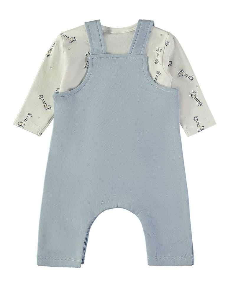 BABYBOL 2 PCS LIGHT BLUE DUNGAREE SET