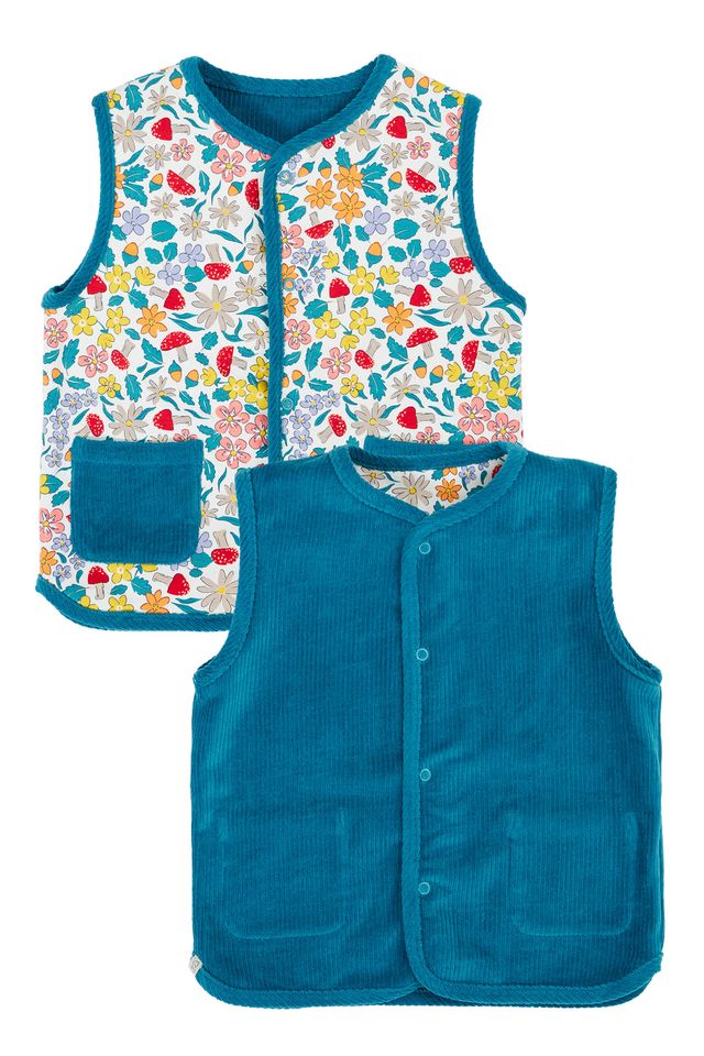 FRUGI WYNN REVERSIBLE WAISTCOAT BOAT BLUE/WILD WOODS