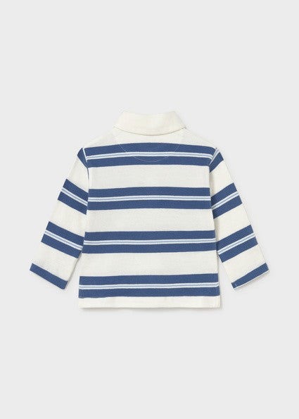 Mayoral Long Sleeved Striped Polo Top Blue
