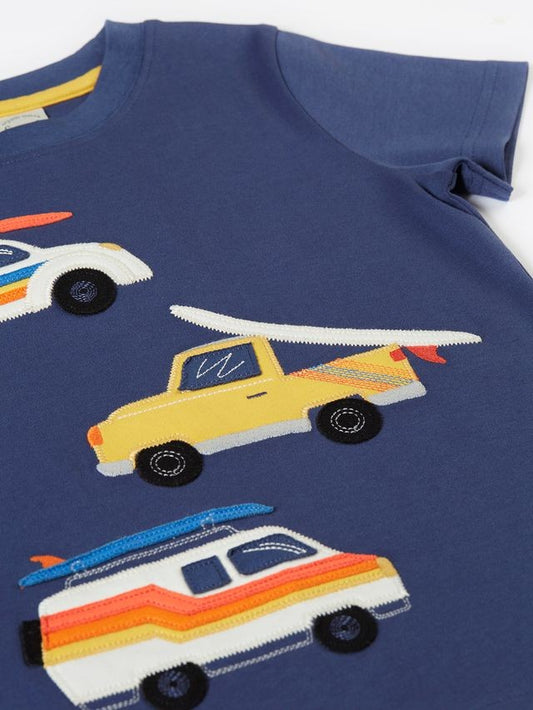 FRUGI CARSEN CIRCULAR T-SHIRT NAVY BLUE/VEHICLES