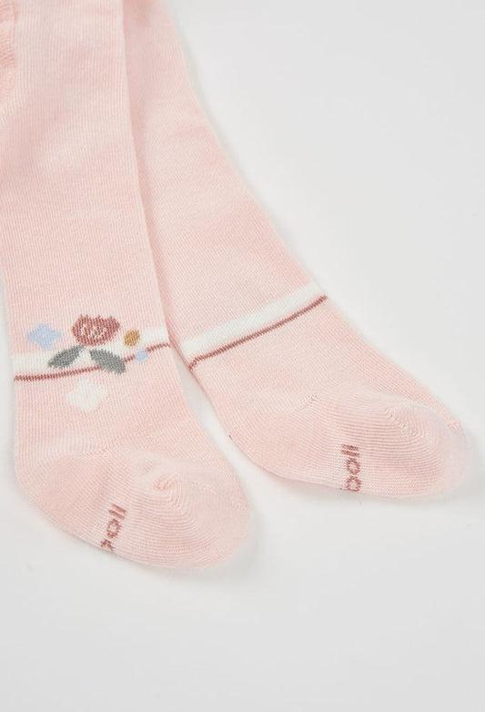 Boboli Thick Tights Floral for Baby Girl Rose