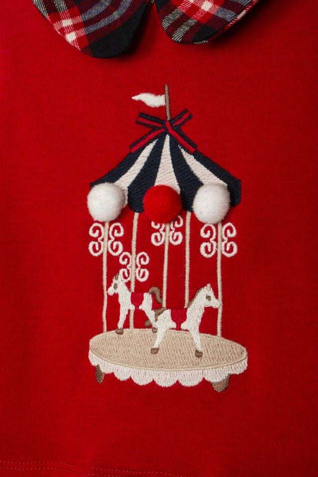 PATACHOU Red Balmoral Tartan Dress with Carousel Design