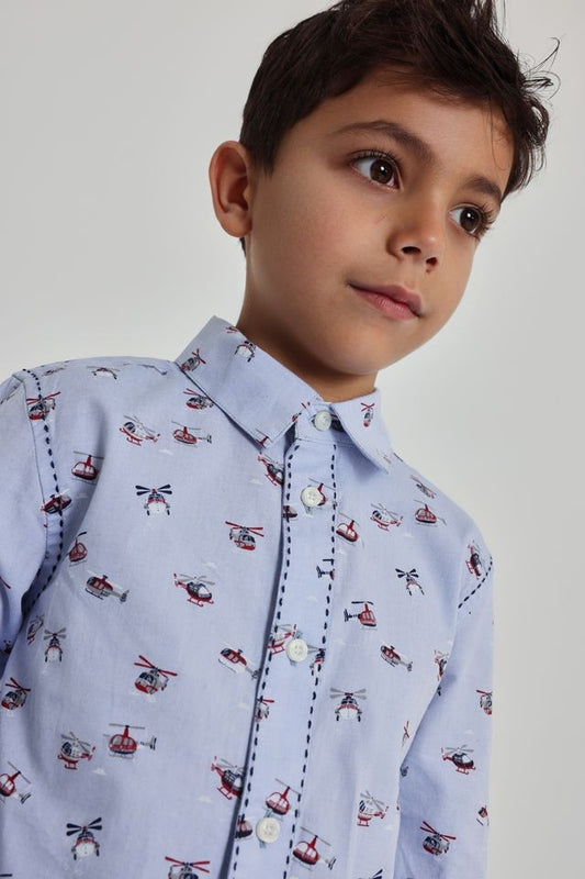 Boboli Oxford Shirt for Boy with Aeroplane Designs
