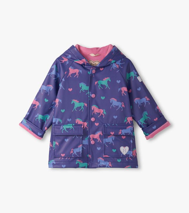 Hatley Hearts & Horses Snap Raincoat, Perfect Outerwear