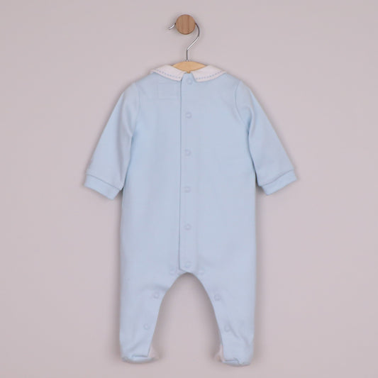 Emile et Rose Matthew I'lock AIO with white pleated yoke & emb placket P Blue