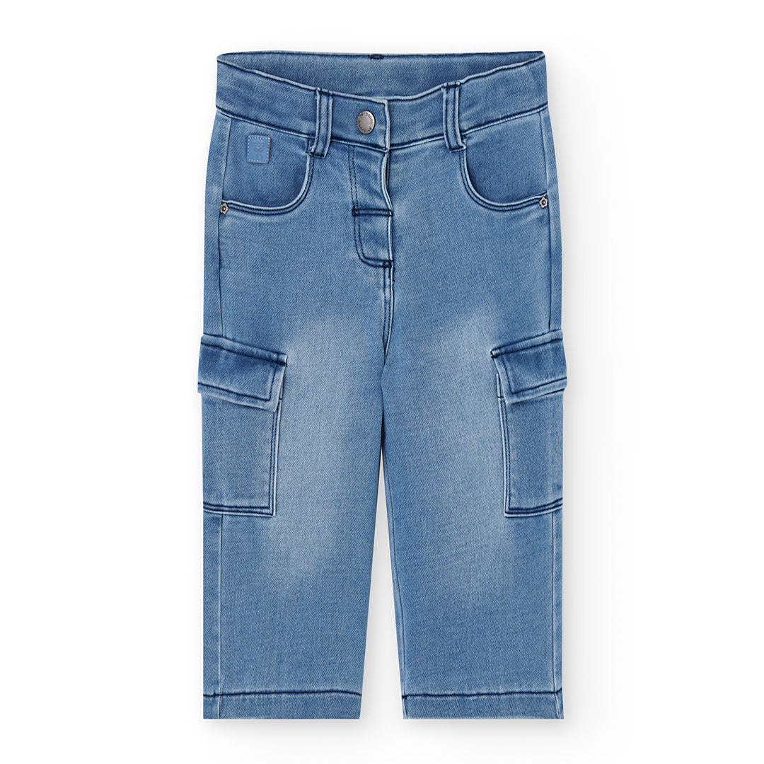 Boboli Girl Bleached Denim Trousers