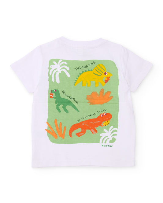 Tuc Tuc Boy White Dino Print T-Shirt