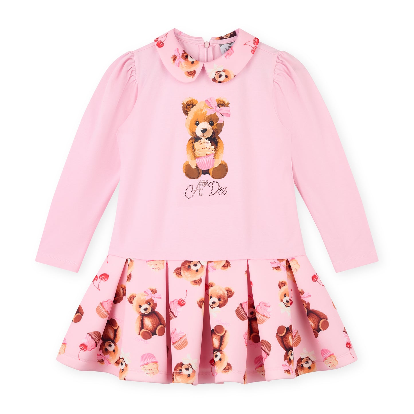 A Dee MEADOW Girls Bear print mix dress