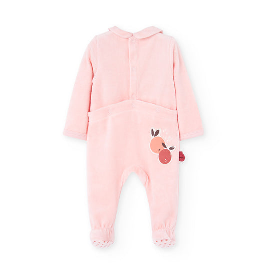 Boboli Baby Girl Velour Babygro