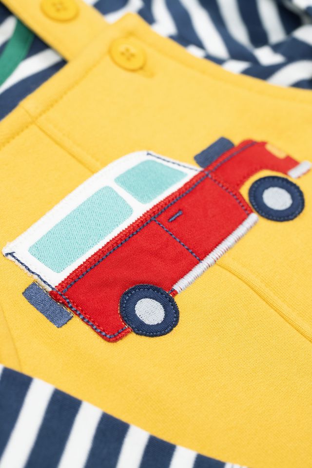 FRUGI COVERACK DUNGAREE OUTFIT BUMBLEBEE/VEHICLE