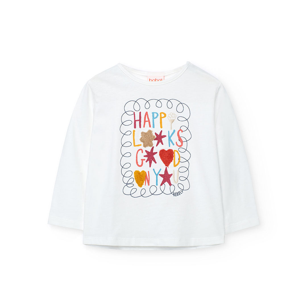 Boboli Girl off white Long Sleeve Top