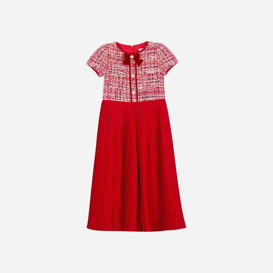 Patachou Girl Red Tweed Jumpsuit