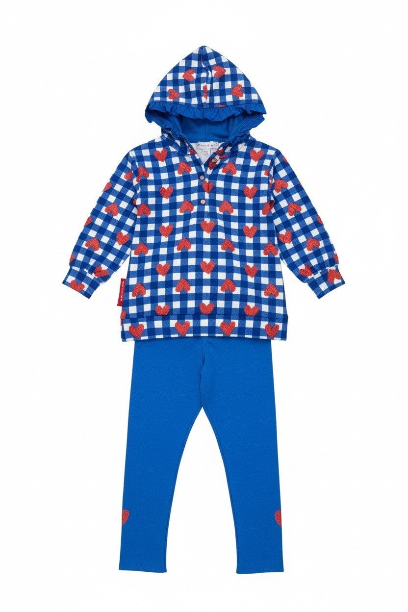 Agatha Ruiz SWEATSHIRT + BLUE HEARTS LEGGINGS SET BLUE