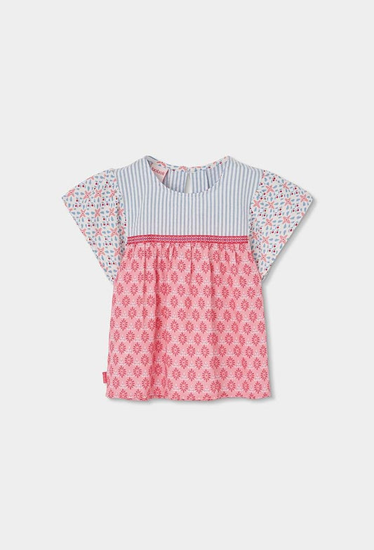 Boboli Poplin blouse combined for girl