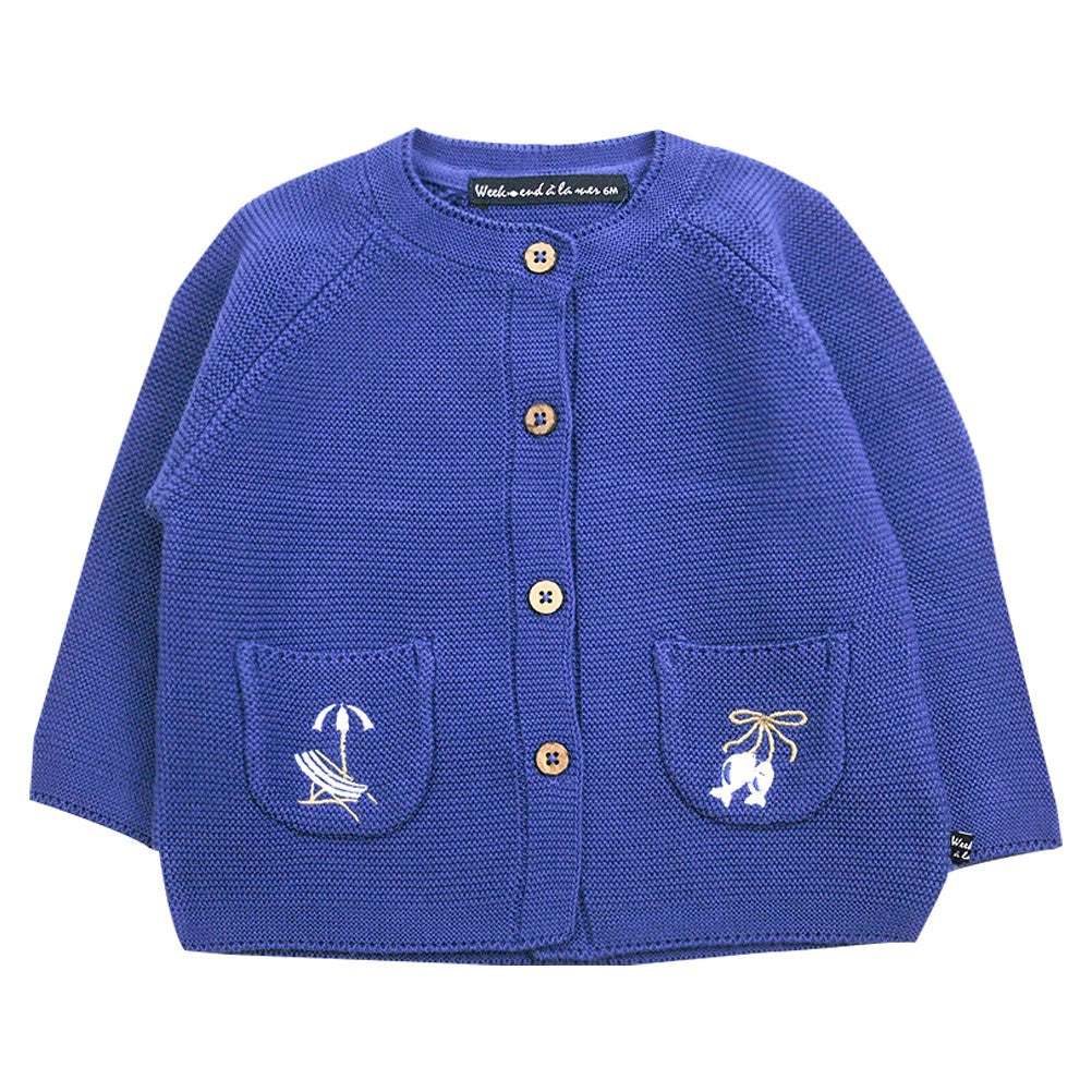 Weekend a la mer Baby Girl GRATOUILLE Blue cardigan