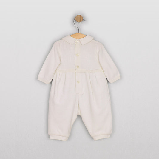 Emile et Rose Langston Cable knit upper & velour lower AIO, with Hat Ivory