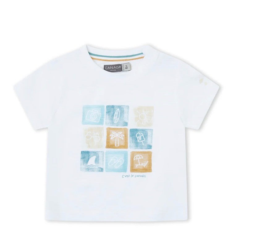 Canada House Baby Boy White T-shirt with fun logo
