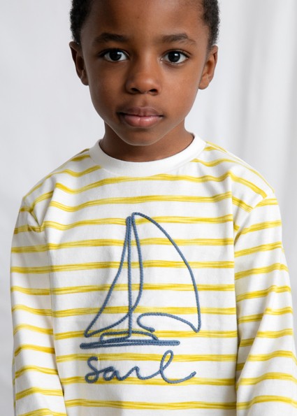 Mayoral Boy Olive Long Sleeve T-shirt - stripes