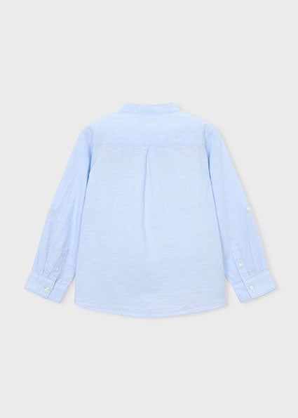 Mayoral Boy Sky Blue Mao Collar Shirt