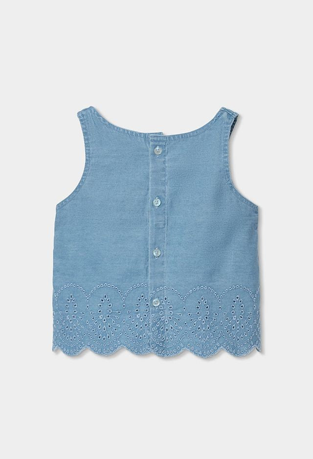 Boboli Embroidered denim top for girl