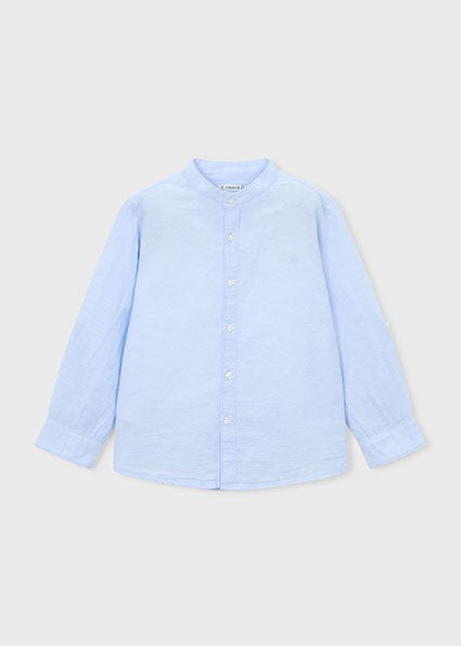 Mayoral Boy Sky Blue Mao Collar Shirt