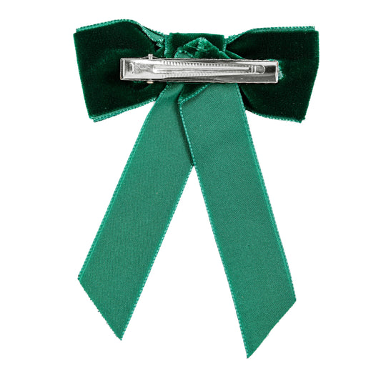Condor Coquette hair clip with velvet bow - 780 Bottle Green