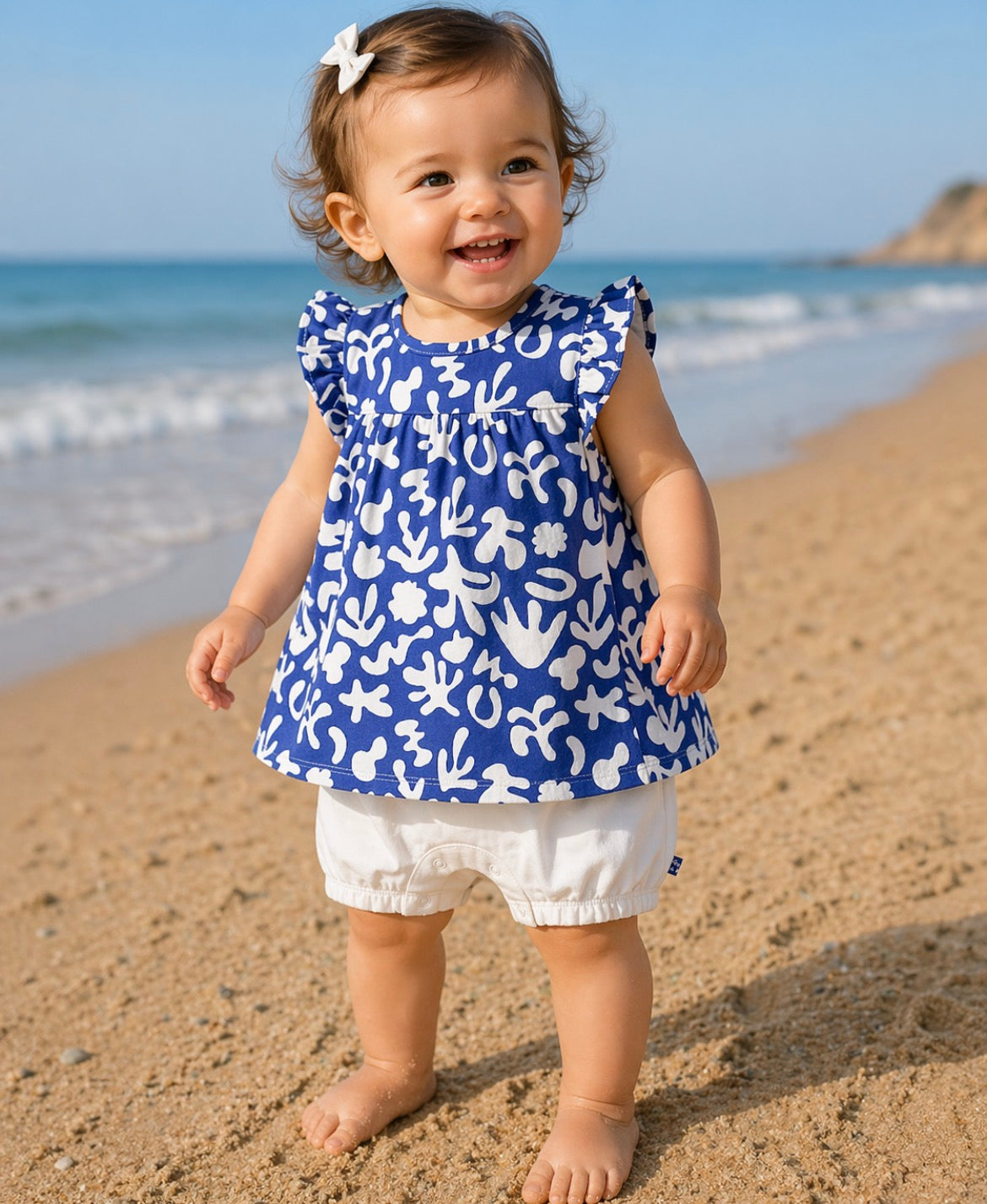 Weekend a la mer Baby Girl DORIANE Romper with sea print