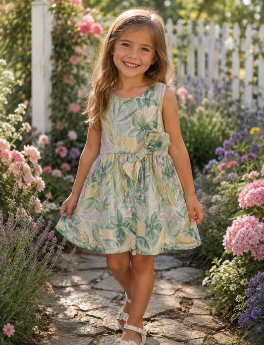 Mayoral Green Blossom Printed Dress