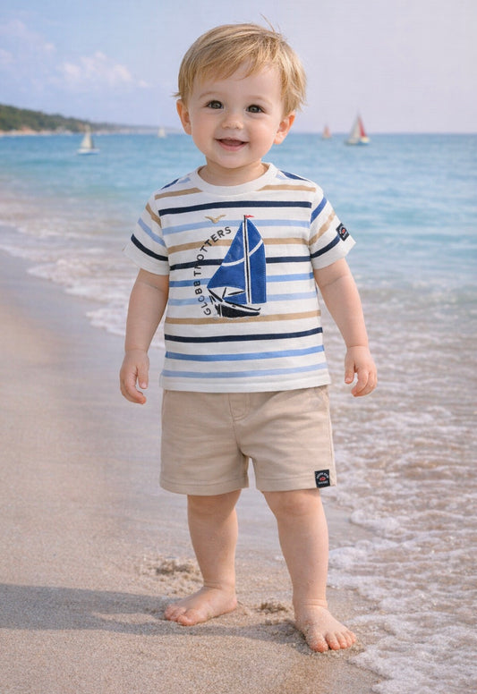 Weekend a la mer Baby Boy ODYSSEE short set
