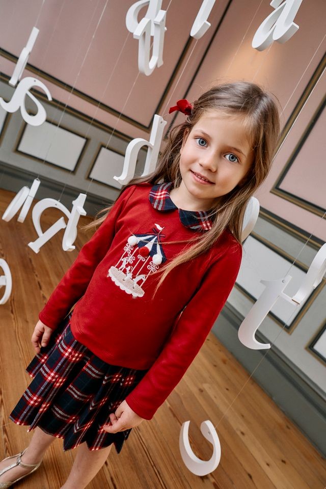 PATACHOU Red Balmoral Tartan Dress with Carousel Design