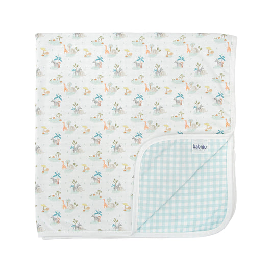 Babidu Blanket with All Over Safari Print in Blue SS26