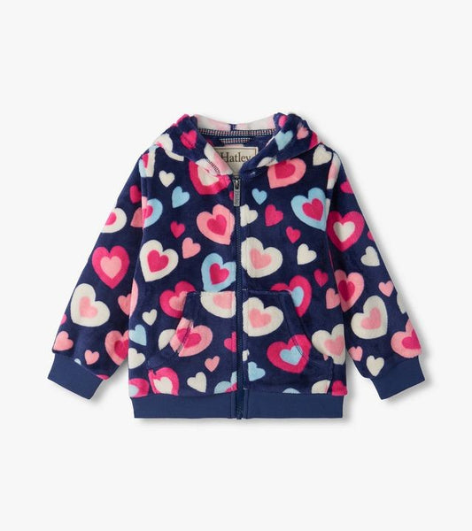 Hatley Bunches of Hearts Fleece Zip-Up Hoodie