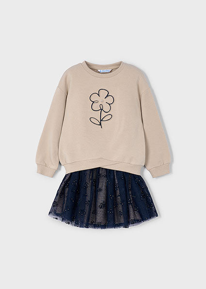 Mayoral Girl Navy Tulle Skirt Set