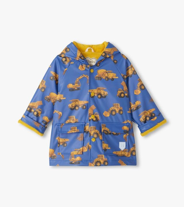Hatley Construction Trucks Snap Rain Coat