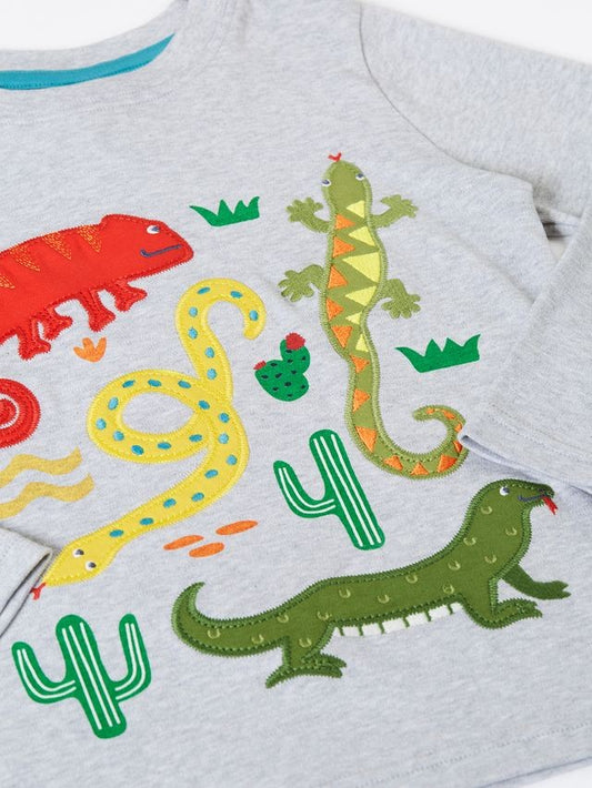 FRUGI TERRIFIC APPLIQUE TOP GREY