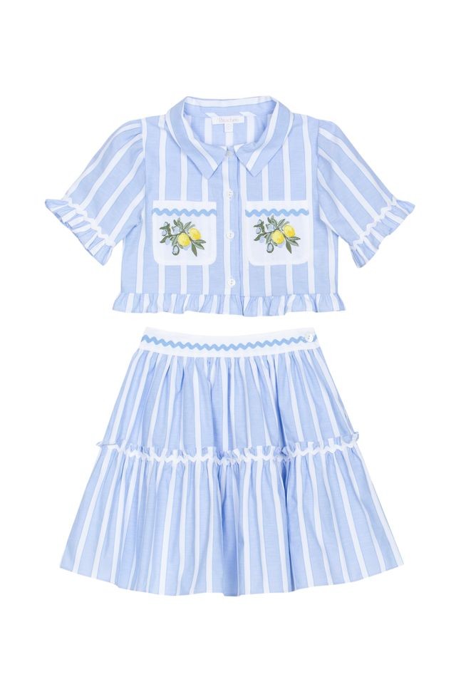 Patachou Blue Stripe Skirt Set