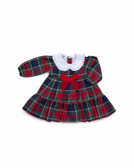 JULIANA - Red tartan dress, white collar & bow