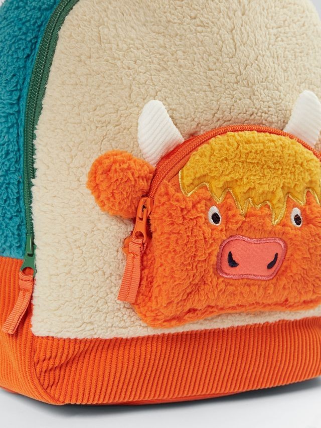 FRUGI HIGHLAND COW FLEECE CHARACTER BACKPACK ORANGE