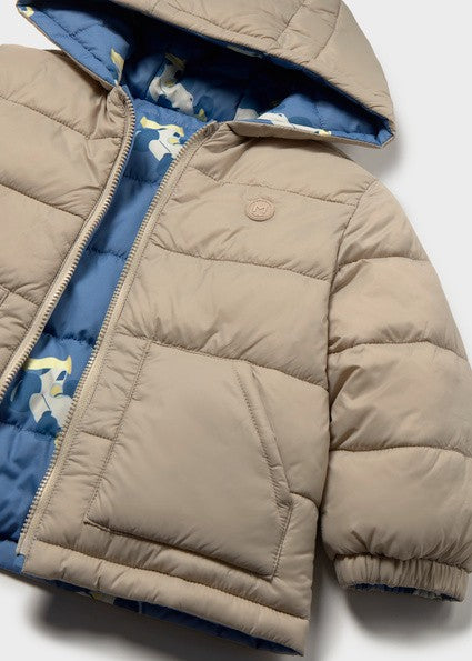 Mayoral Reversible Coat Taupe / Blue Racing Cars