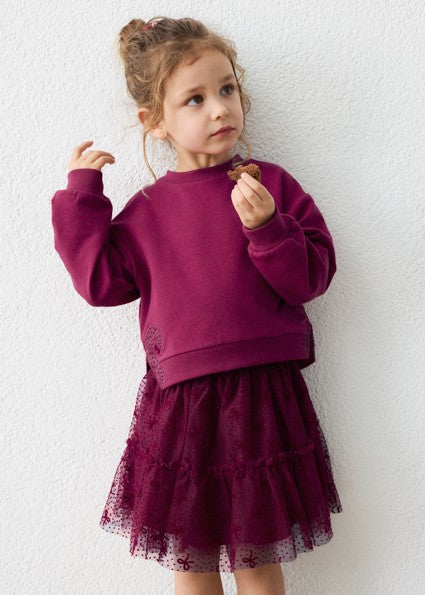 Mayoral Tulle Skirt Set in Raspberry