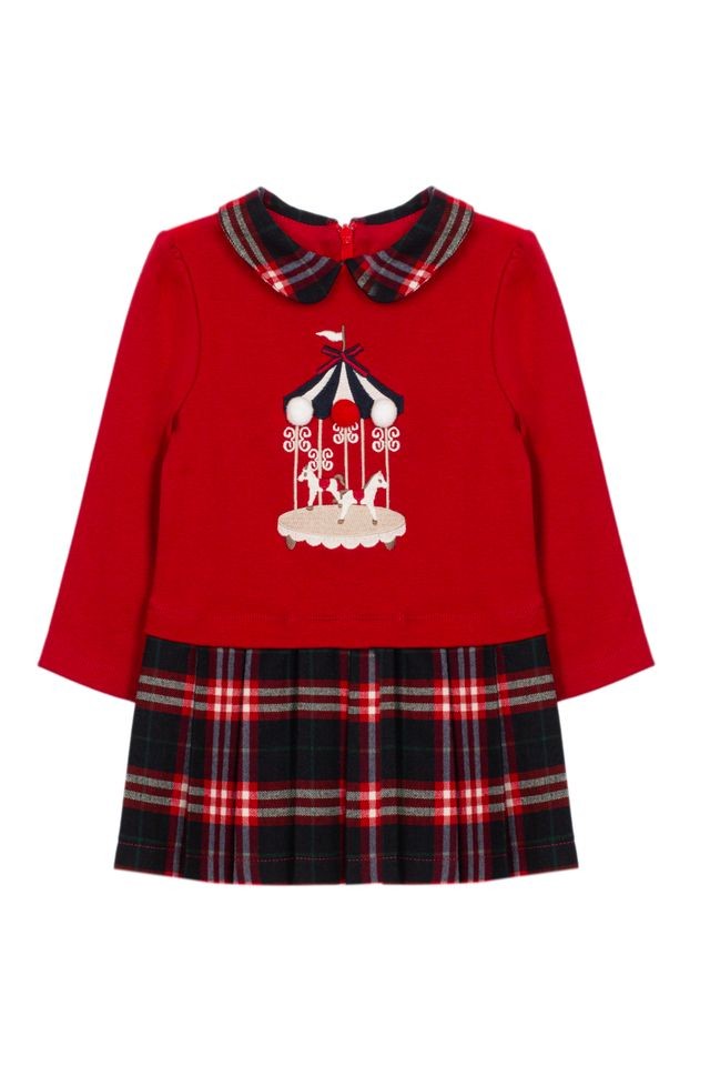 PATACHOU Red Balmoral Tartan Dress with Carousel Design
