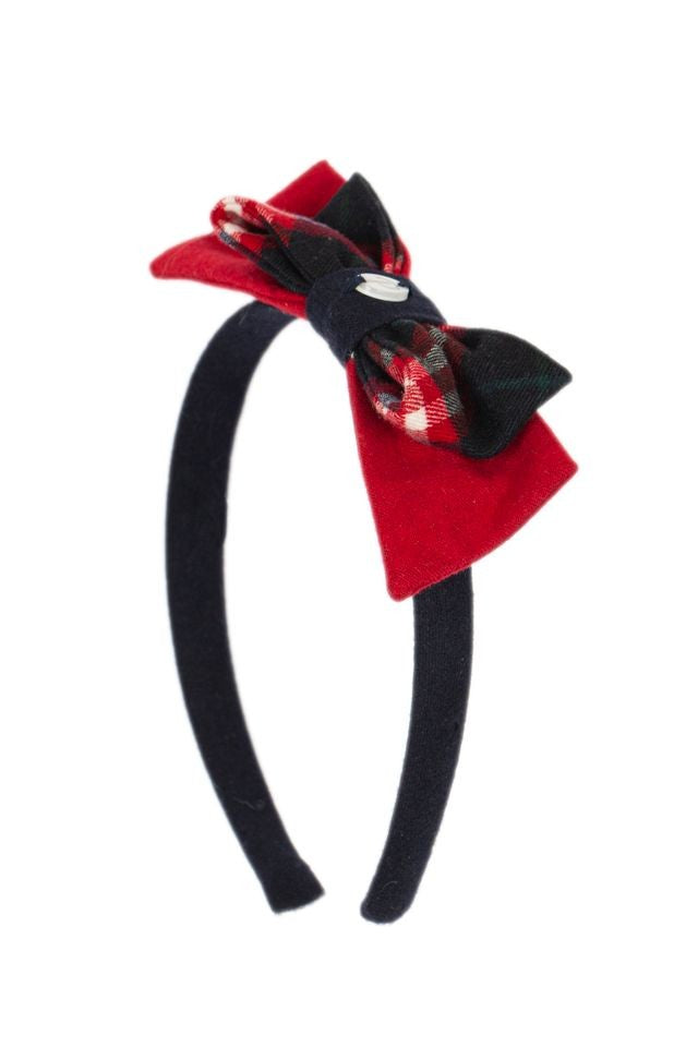 PATACHOU Navy Tartan Hair Band